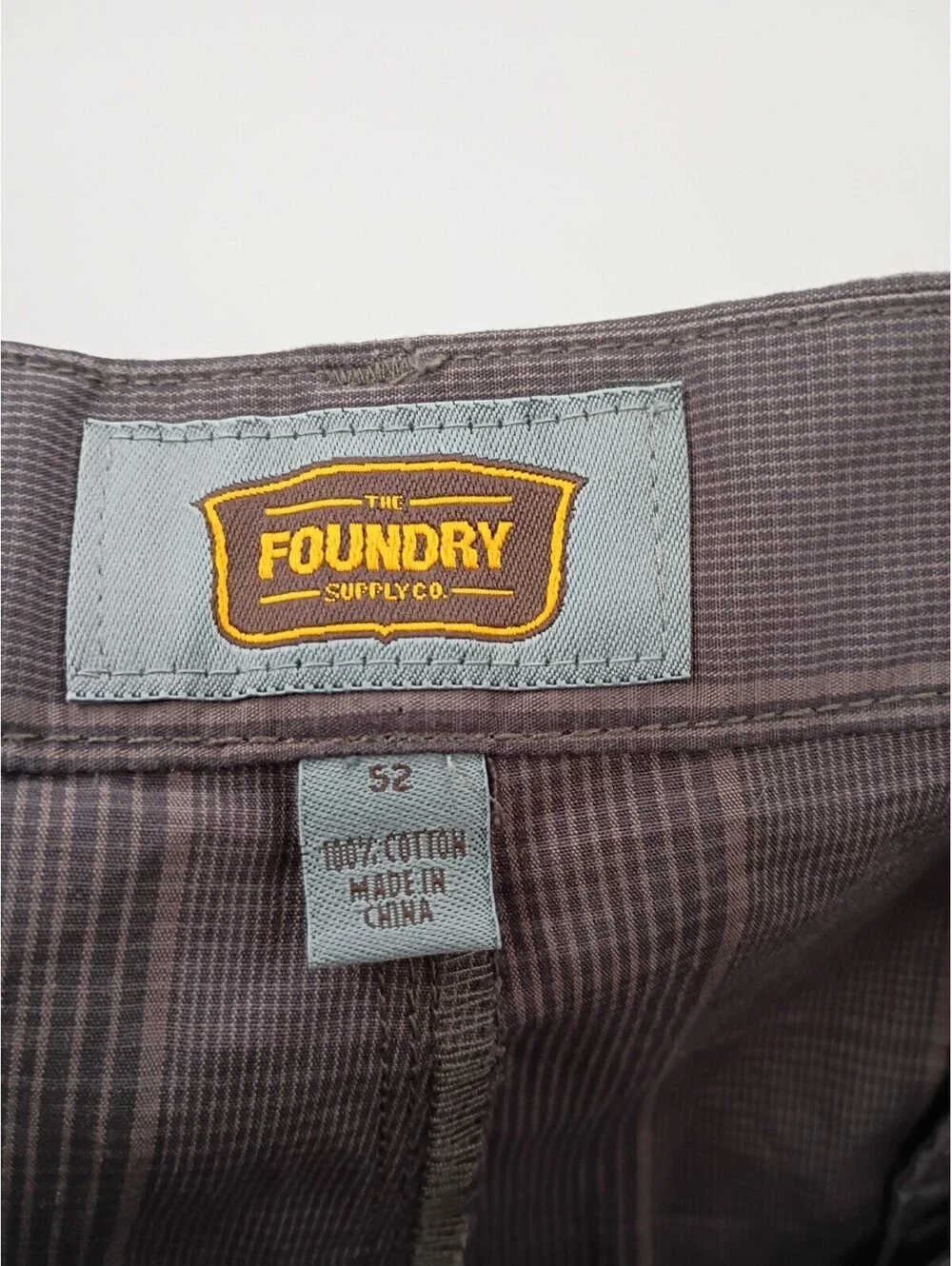 Foundry Shorts Mens 52 Gray Plaid Chino Golf Casual Lightweight Big And Tall